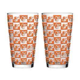 Logo Brands - Baltimore Orioles Two-Pack Gridiron Stained 16oz. Pint Glass Set - Multicolor