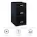 The image features a black filing cabinet with a lockable drawer. It is made of steel and does not require any assembly. The cabinet provides secure storage and is designed for easy use.