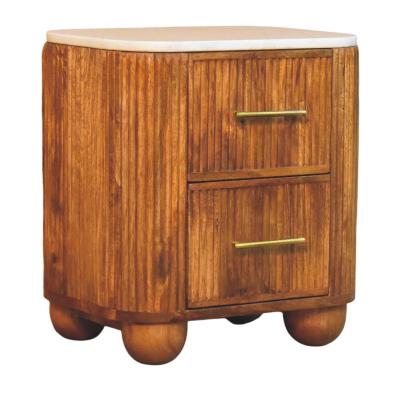 Angle. Artisan Furniture - Artisan Furniture Solid Wood Marble Crest Bedside Table, 2 Drawers, Brown - Brown.