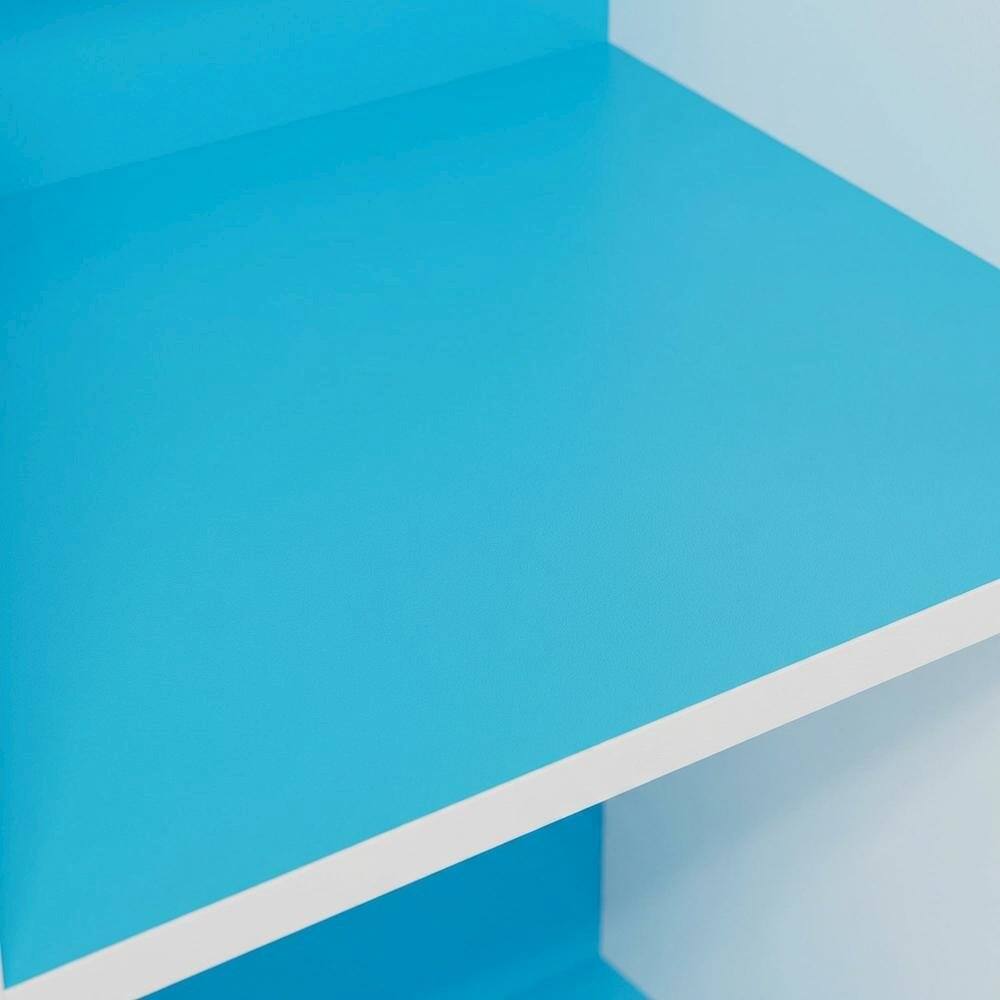 Alt View 1. FurniFact - Wood Bookcase with Open Shelves and Modern Design for Living Room Storage - Light Blue/White.