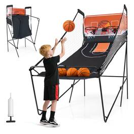Costway - Foldable Basketball Arcade Game with 8 Modes & Electronic Scoring & Sound Effect - Black,Orange
