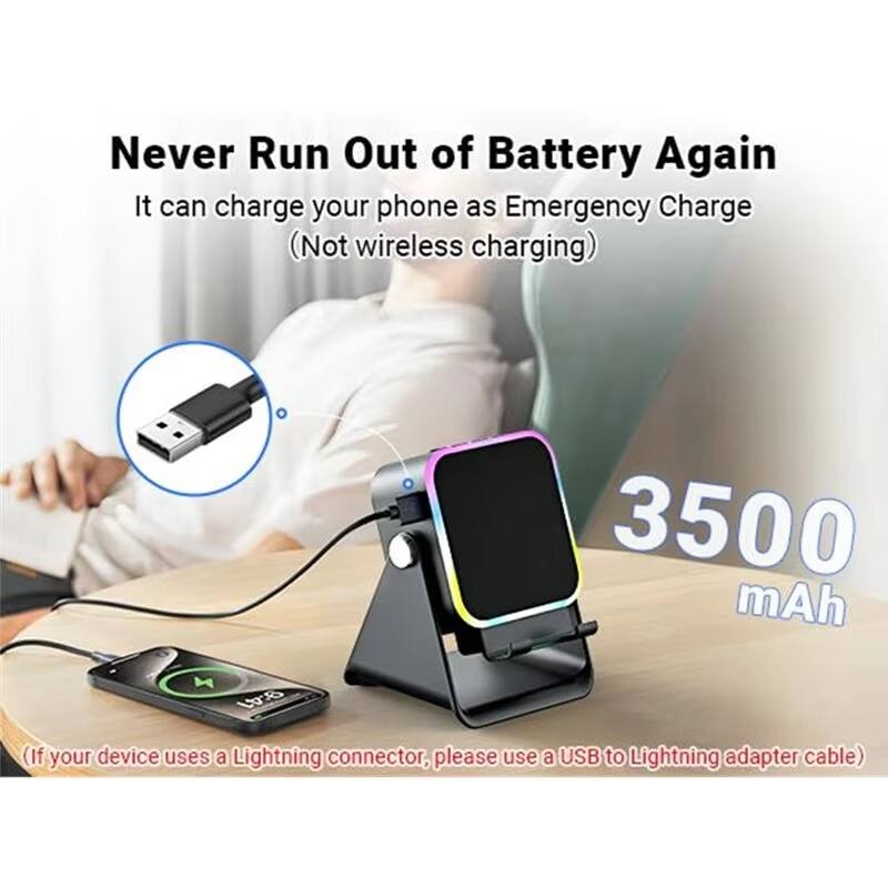 Never Run Out of Battery Again  
It can charge your phone as Emergency Charge (Not wireless charging)  
3500 mAh  
(If your device uses a Lightning connector, please use a USB to Lightning adapter cable)