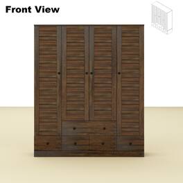 FUFU & GAGA - FUFU&GAGA Wooden Shutter - Door Wardrobe: Timeless Storage for Organized Living - Brown