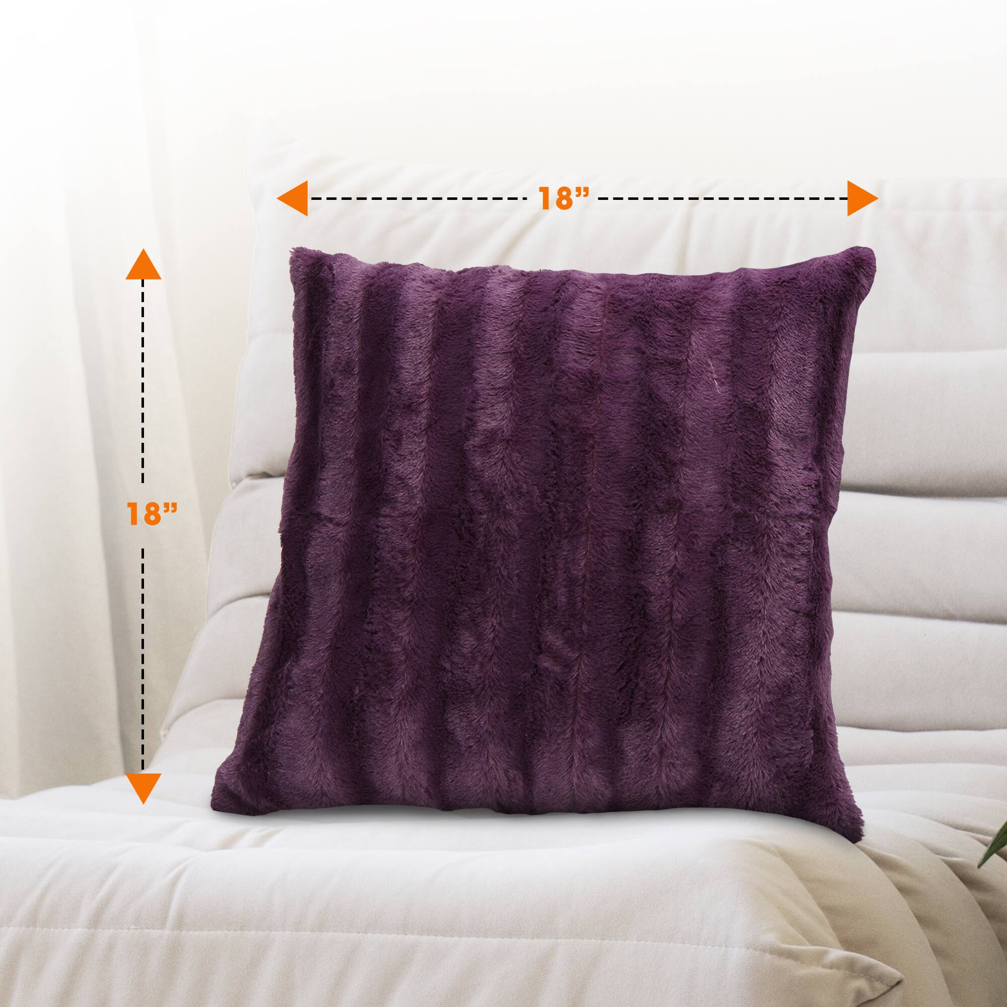 Cheer Collection Plush Faux Fur Throw Pillows with Microplush Reverse ...