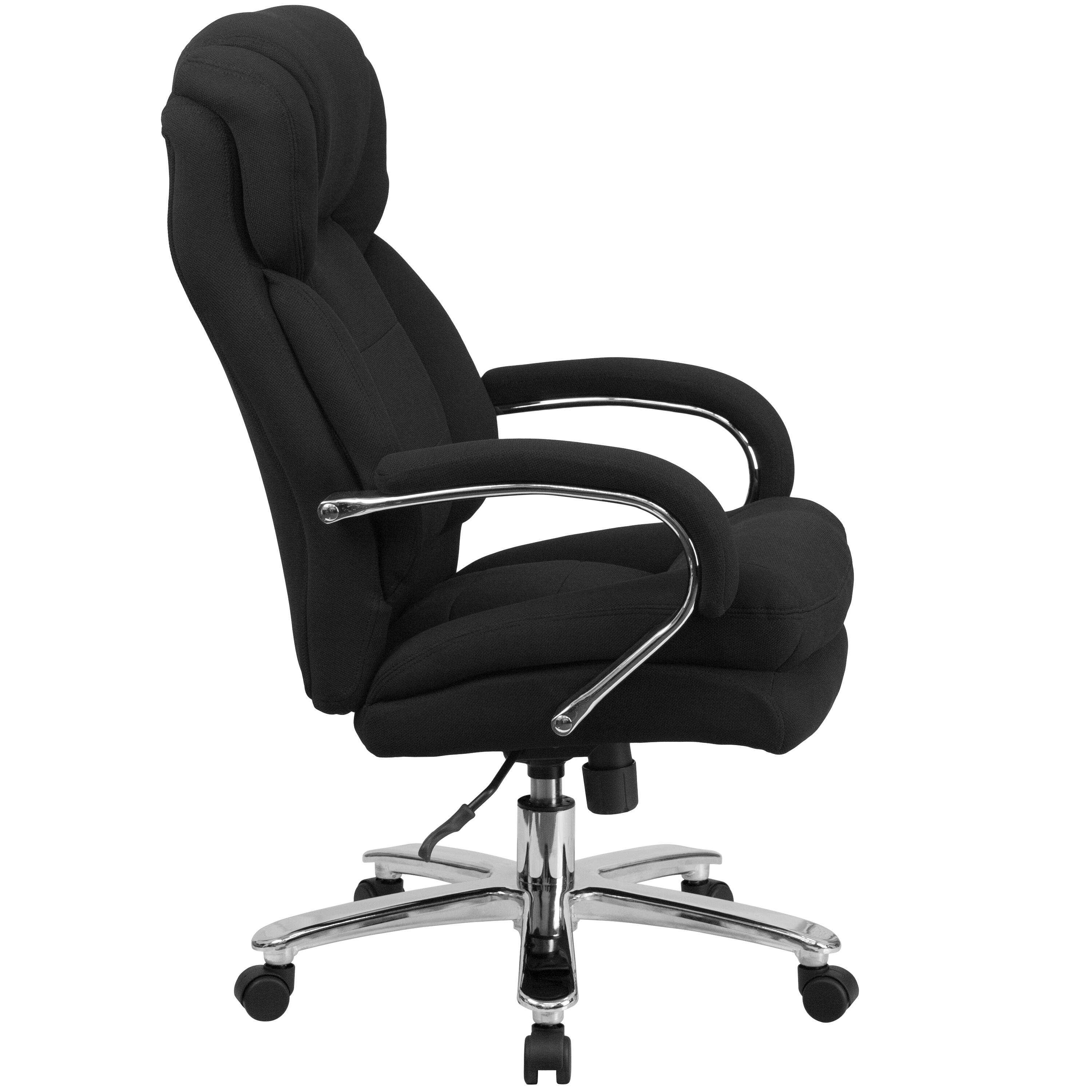 Alt View 6. Emma + Oliver - 24/7 500 lb. Big & Tall Executive Swivel Ergonomic Office Chair with Loop Arms - Black Fabric.