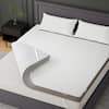 Front. Bestier - Bestier 3" Tencel Plush Gel Memory Foam Mattress Topper with Removable Cooling Cover - White & Gray.