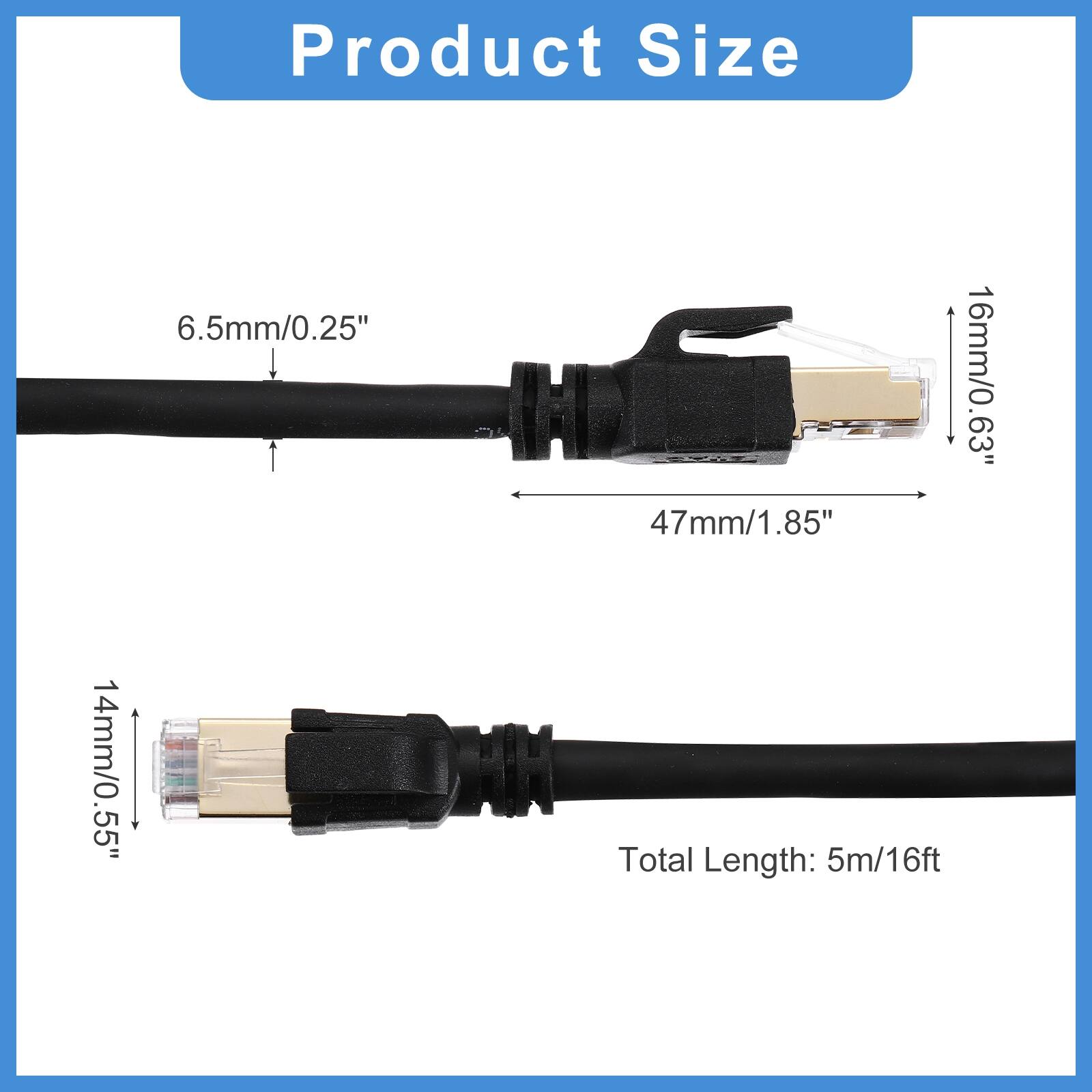 Product Size

- 6.5mm/0.25"
- 47mm/1.85"
- 16mm/0.63"
- 14mm/0.55"
- Total Length: 5m/16ft