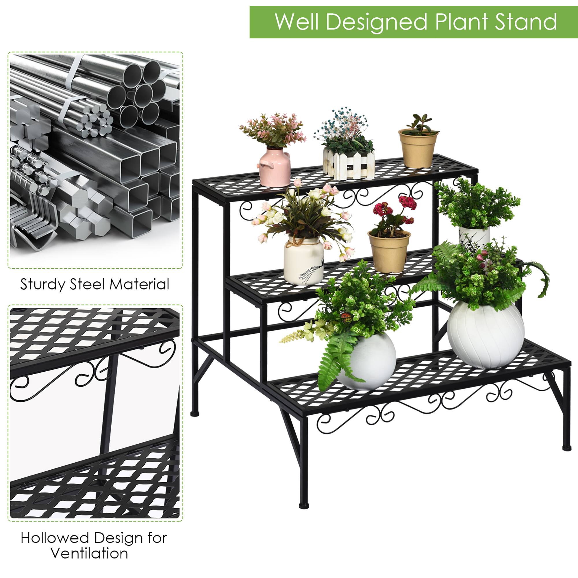 Well Designed Plant Stand Sturdy Steel Material Hollowed Design for Ventilation