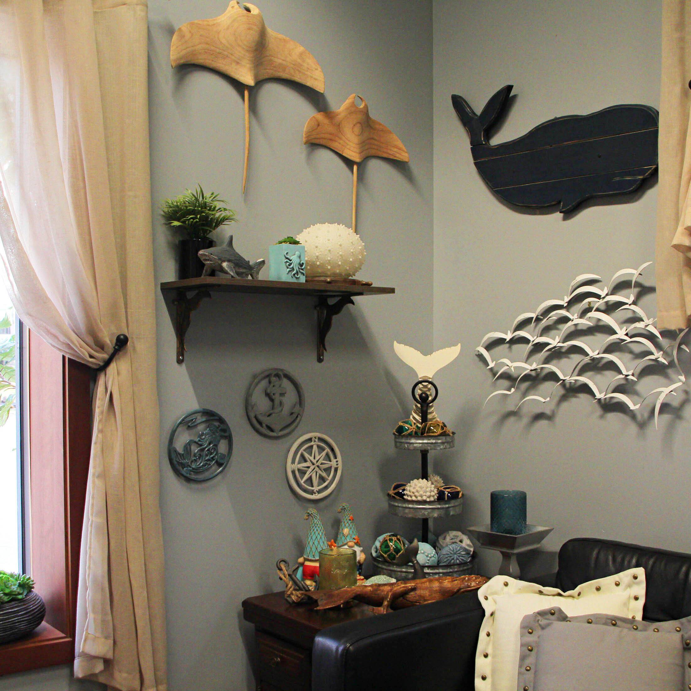 Alt View 3. Zeckos - Set of 3 Cast Iron Nautical Design Kitchen Trivets Decorative Wall Hangings - Multicolored.