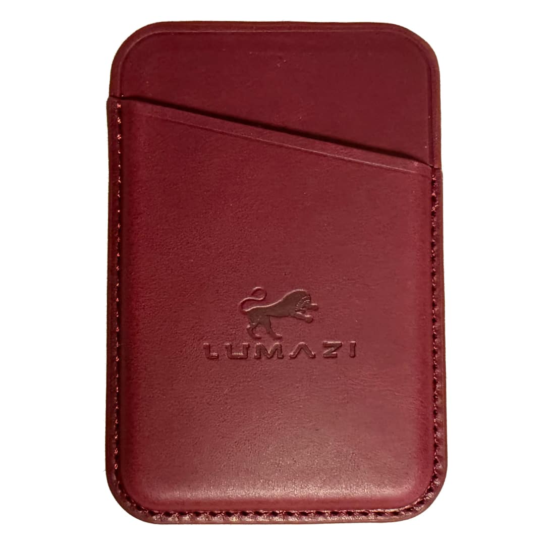 LUMAZI - Full Grain Leather MagSafe Wallet - Pomegranate