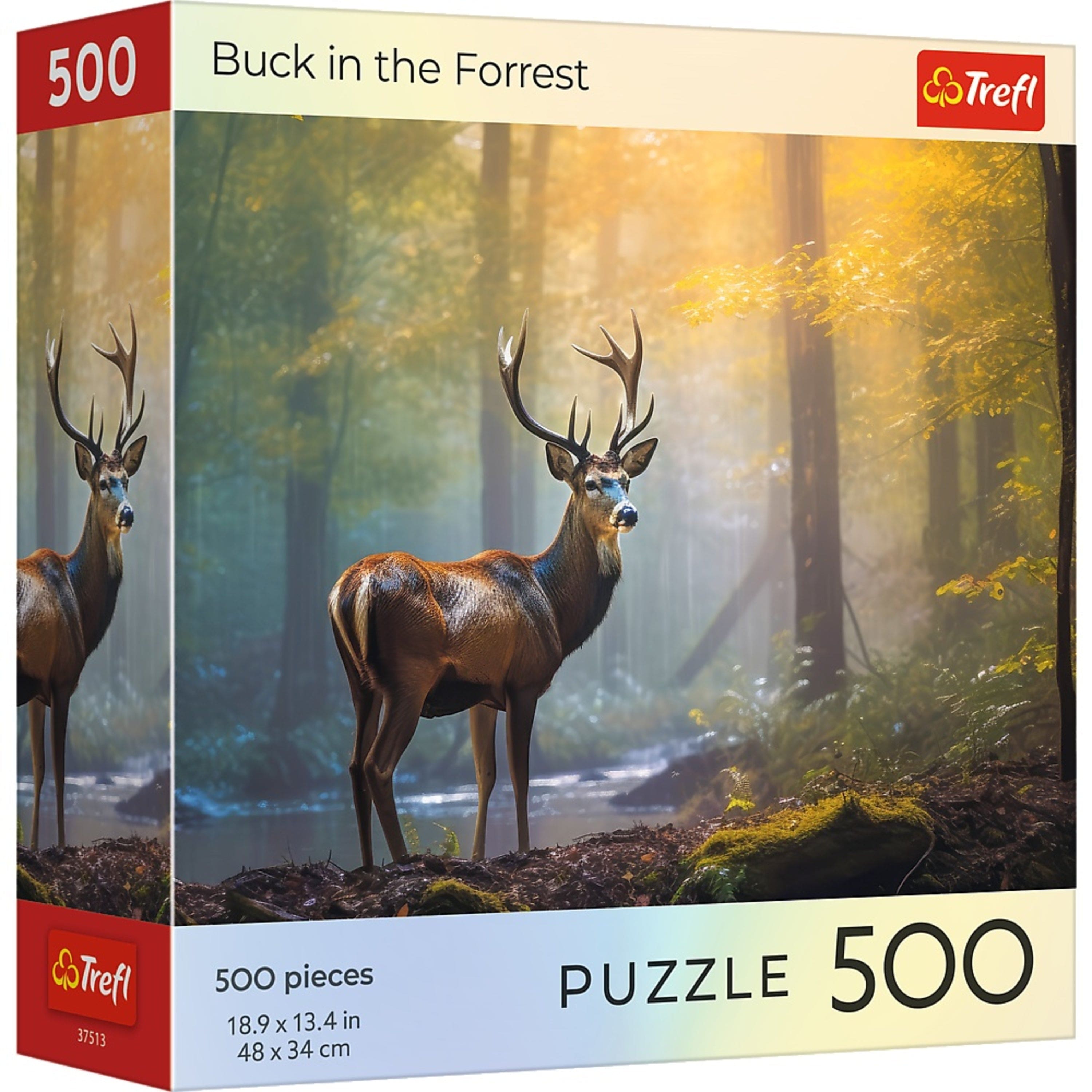 500 Buck in the Forest  
Trefl  
37513  
500 pieces  
18.9 x 13.4 in  
48 x 34 cm  
PUZZLE 500
