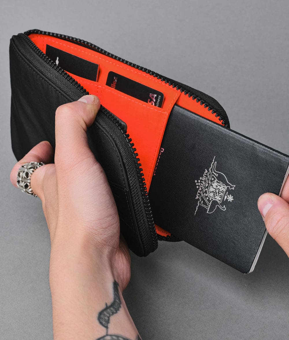 ALPAKA Zip Travel Wallet RFID Passport Holder, Self Locking Zipper
