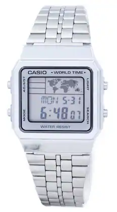 Casio - Digital Alarm World Time Backlight Timer Calendar A500WA7DF 30M Mens Watch - Gray