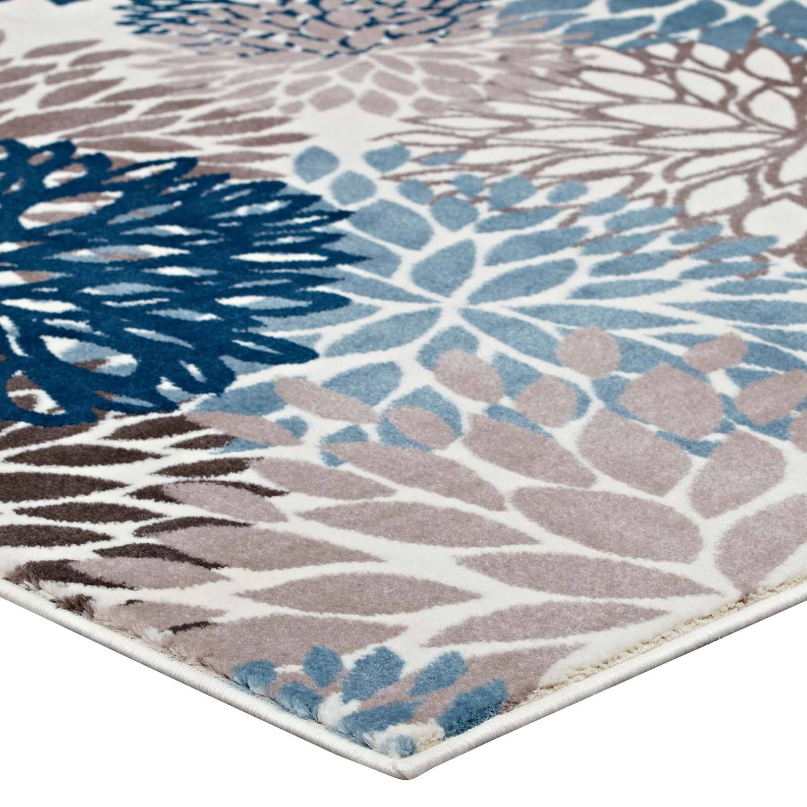 Alt View 2. Modway - Calithea Vintage Classic Abstract Floral Area Rug - Blue Brown and Beige.