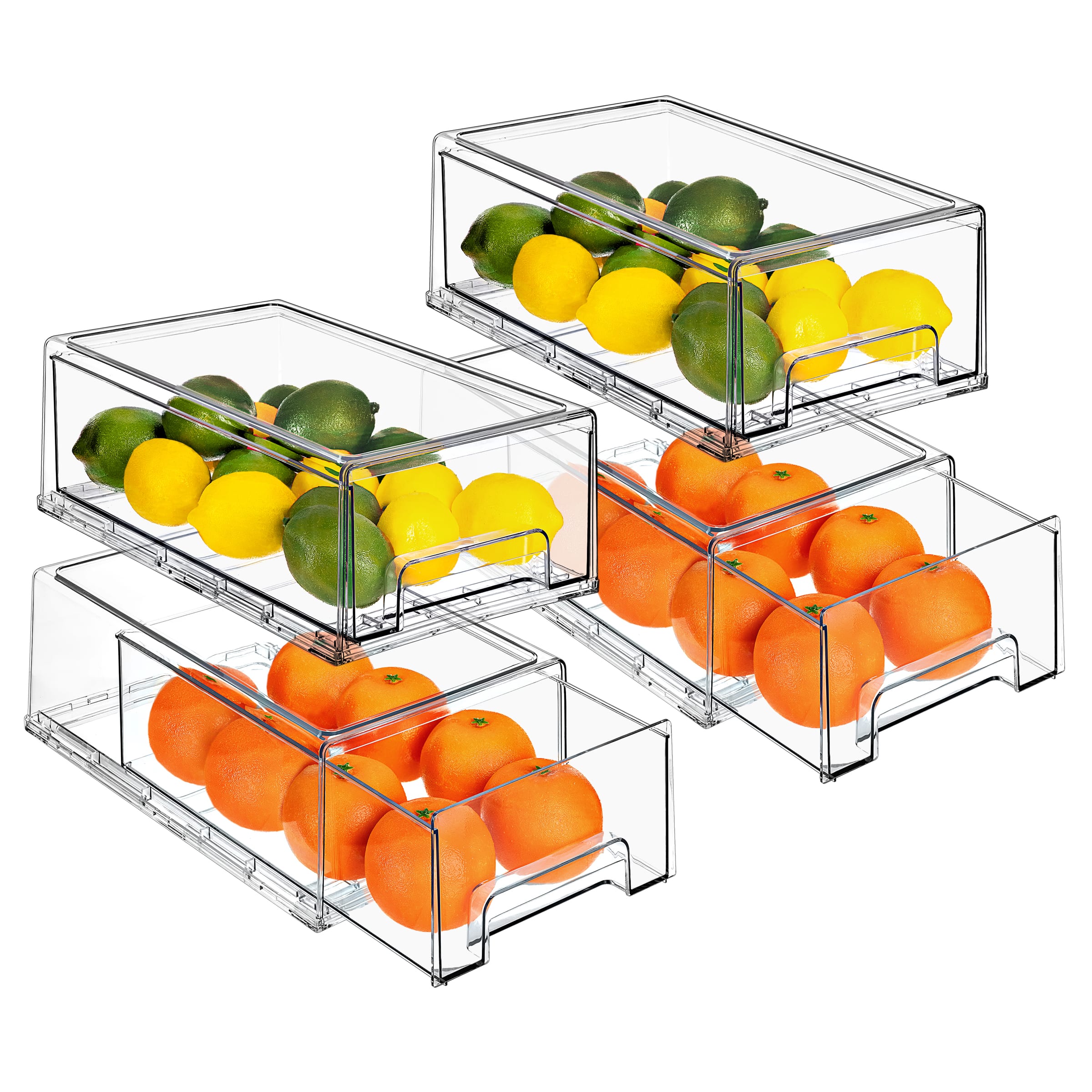 Front. Sorbus - Sorbus Medium Clear Storage Drawers (4 Pack) – Stackable Organizer Drawers for Pantry, Kitchen, and Fridge - Clear.
