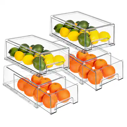 Front. Sorbus - Sorbus Medium Clear Stackable Storage Drawers – 4-Pack Plastic Organizer Bins with Handles – Pull-Out Storage - Clear.