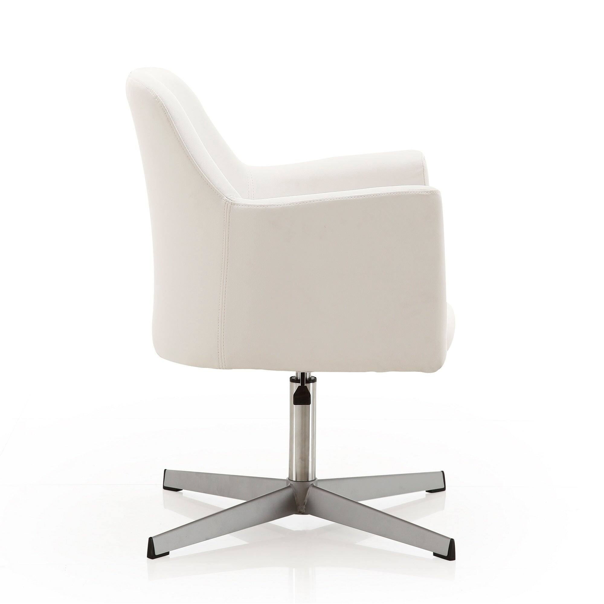 Alt View 2. Manhattan Comfort - Pelo Modern Vegan Leather Swivel Lounge Chair - Set of 2 - White.