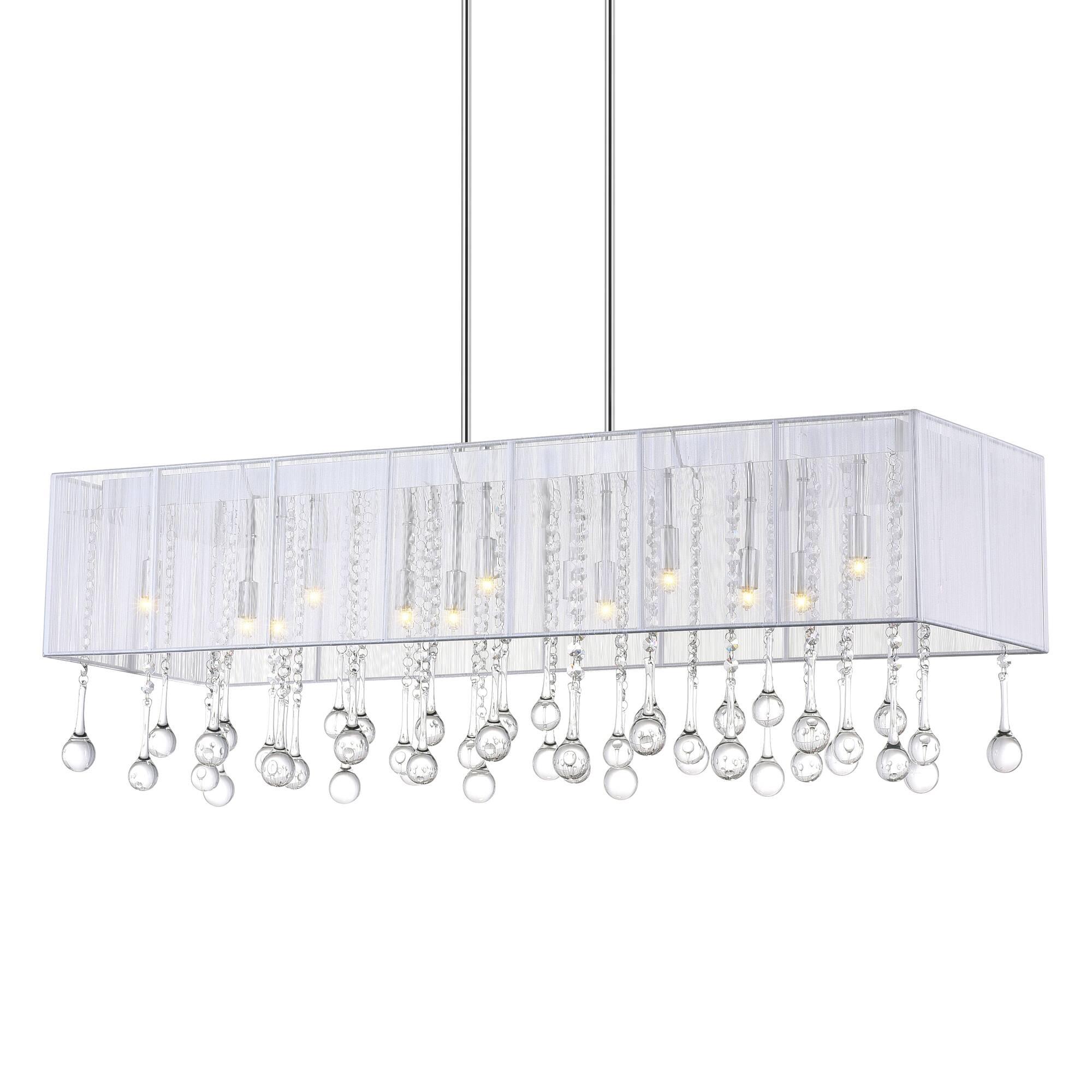 Angle. CWI Lighting - Water Drop 14 Light Drum Shade Chandelier With Chrome Finish - Chrome.