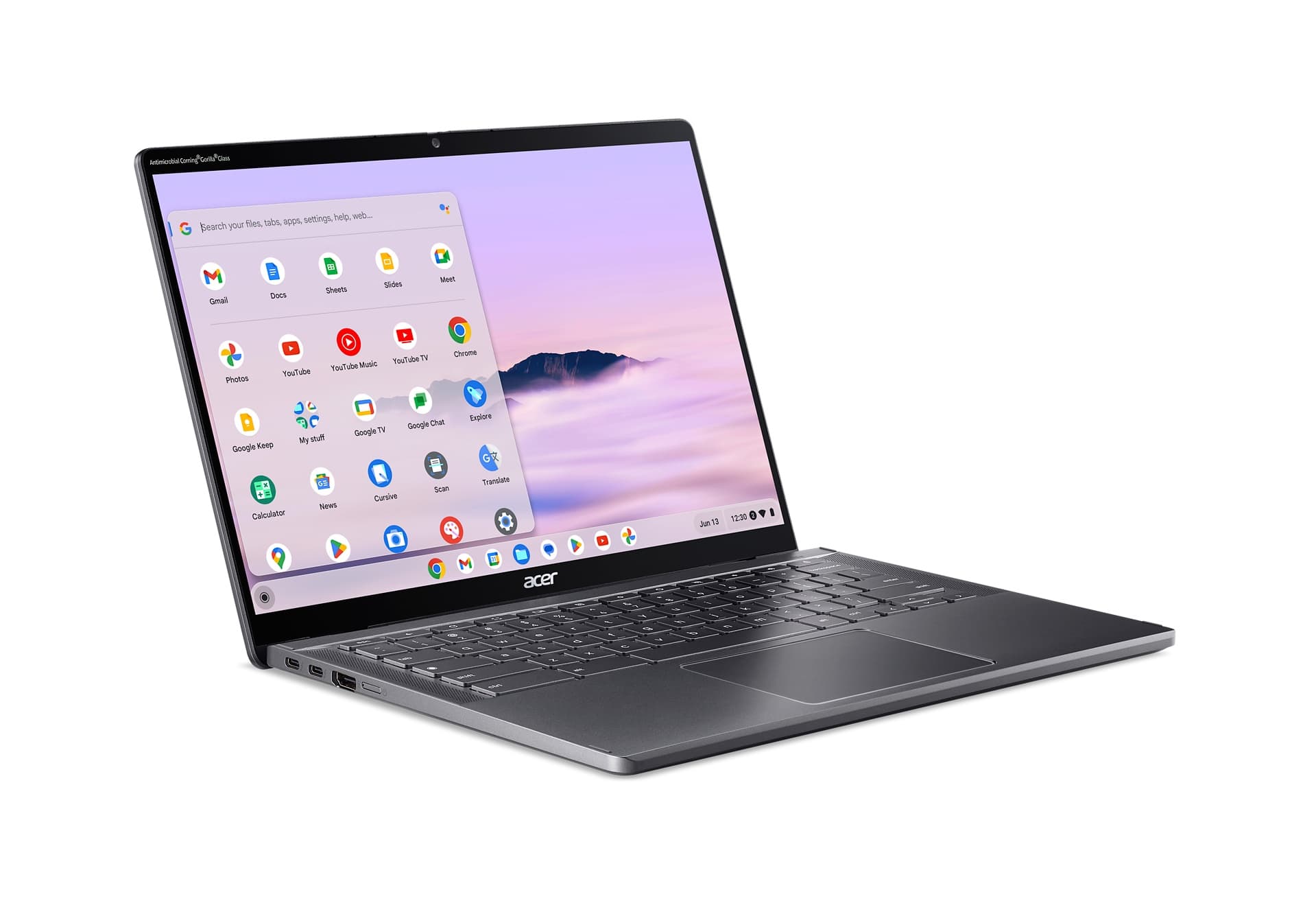 Alt View 11. Acer - Chromebook Plus Spin 714 Laptop with Google AI – 14" WUXGA Touch - Intel Core Ultra 5 115U – 8GB LPDDR5 – 256GB SSD - Steel Gray.