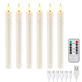 IMAGE - 6 Pack Rechargeable Flameless Candles with Remote Control & Timer, 10 Inch - Warm White
