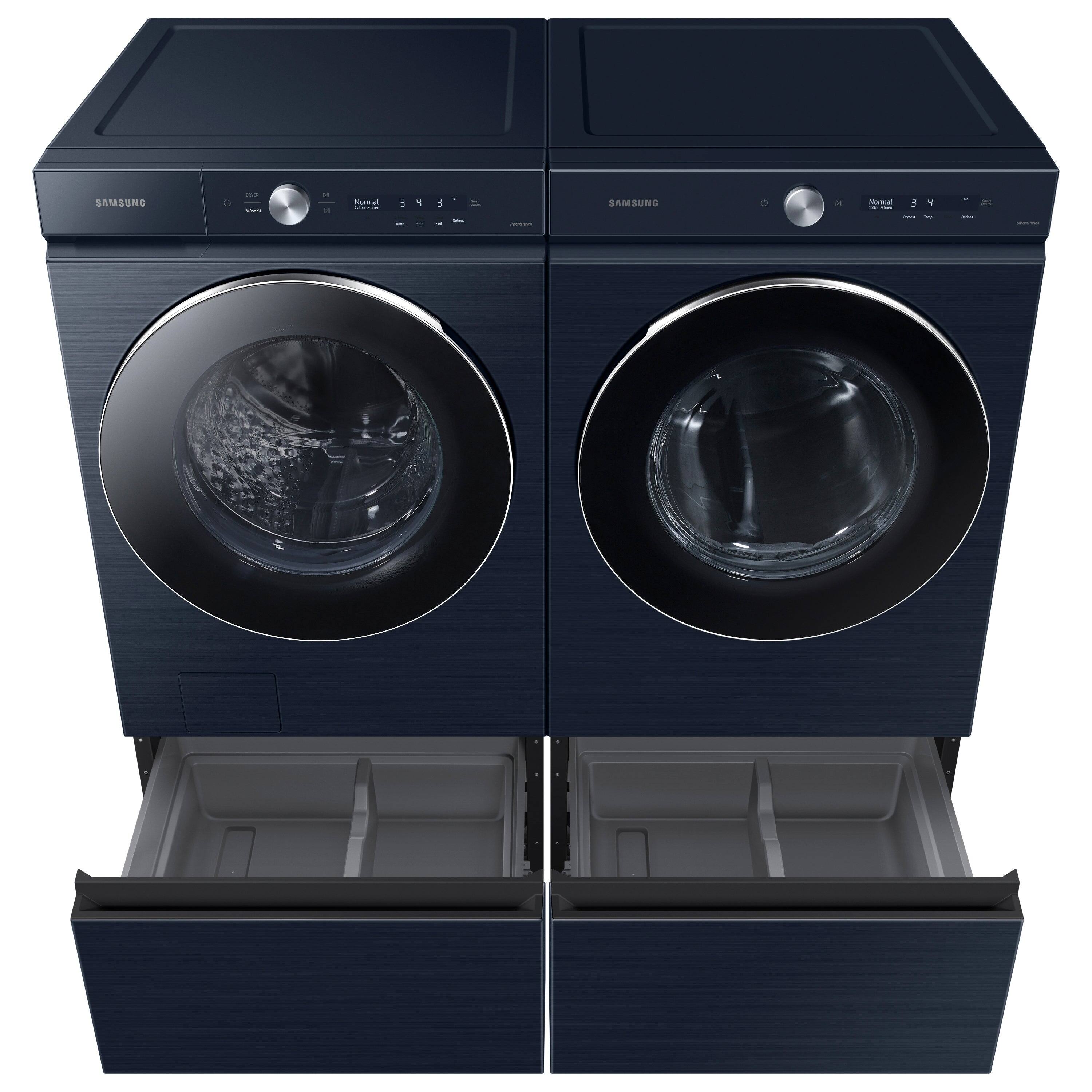 Alt View 23. Samsung - Open Box BESPOKE 7.6 Cu. Ft. Stackable Smart Gas Dryer with Steam and AI Optimal Dry - Brushed Navy.