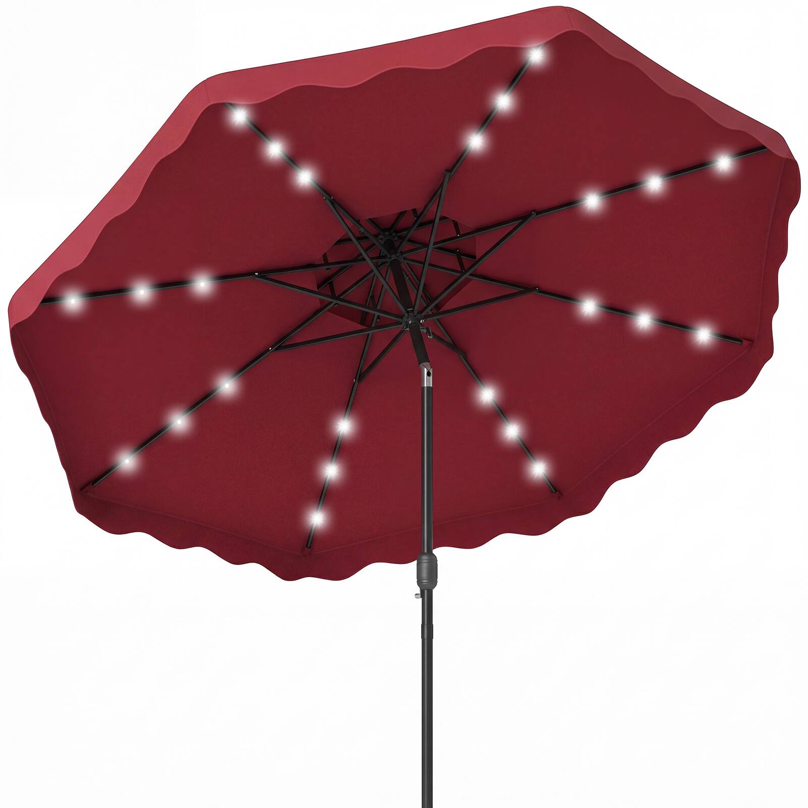 Alt View 8. Gymax - Gymax 9 FT Solar LED Outdoor Umbrella Push-Button Tilt & Crank 24 LED Lights & 8 Ribs Red - Red.