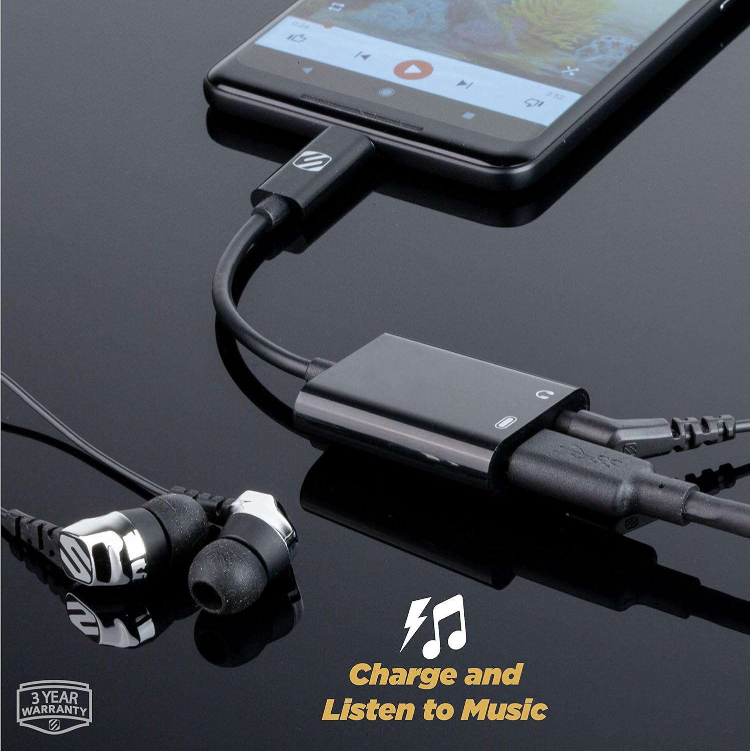 1C t 14 >i X 252 QI TS G 3 YEAR WARRANTY

Charge and Listen to Music