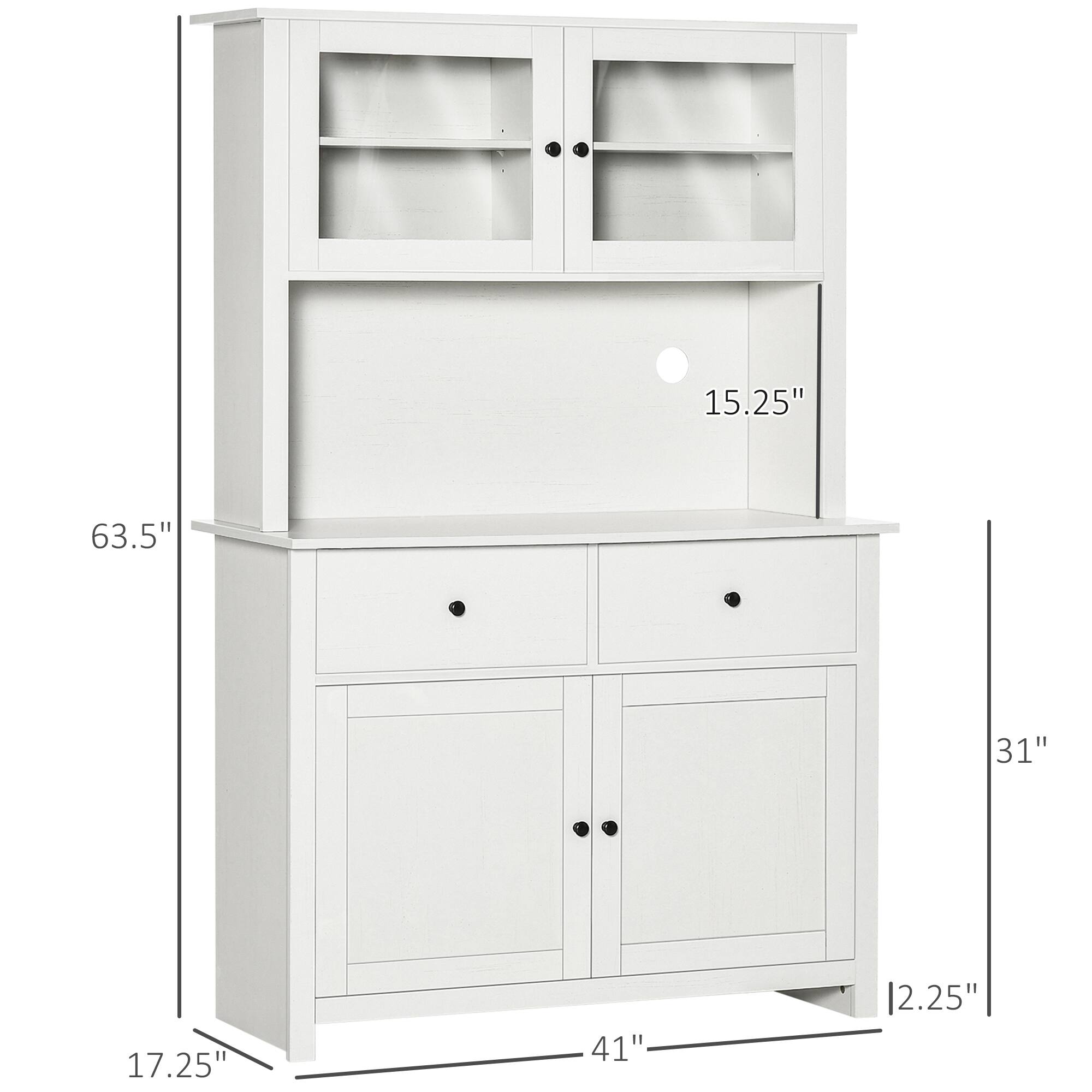 - Height: 63.5"
- Depth: 17.25"
- Width: 41"
- Cabinet Height: 15.25"
- Shelf Depth: 12.25"
- Drawer Height: 31"