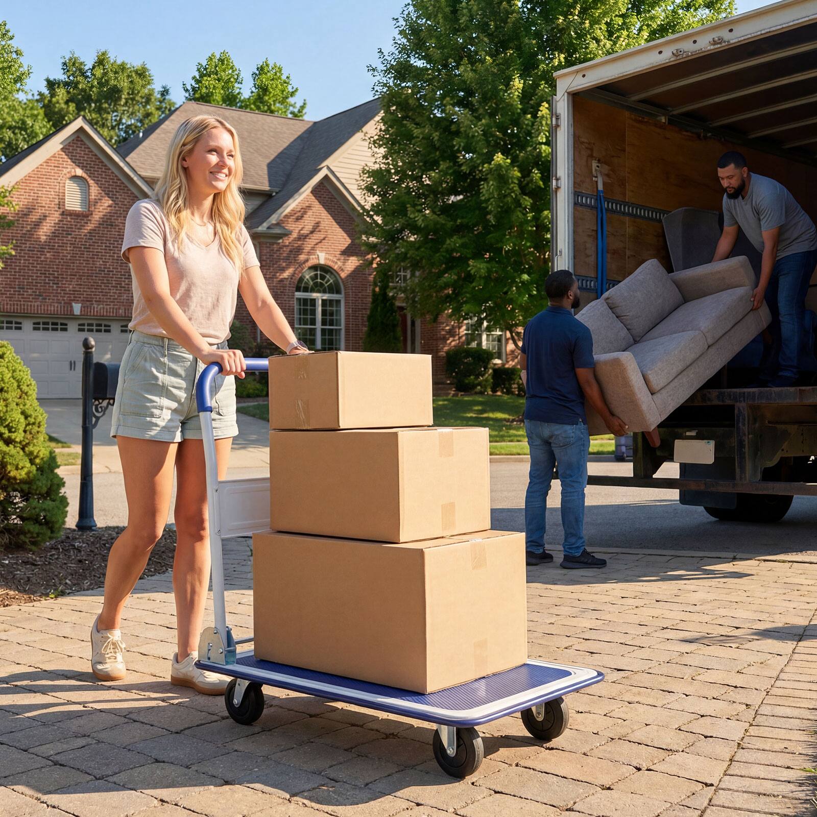 Alt View 3. Costway - Costway 330lbs Platform Cart Dolly Foldable Push Hand Iron - Blue.