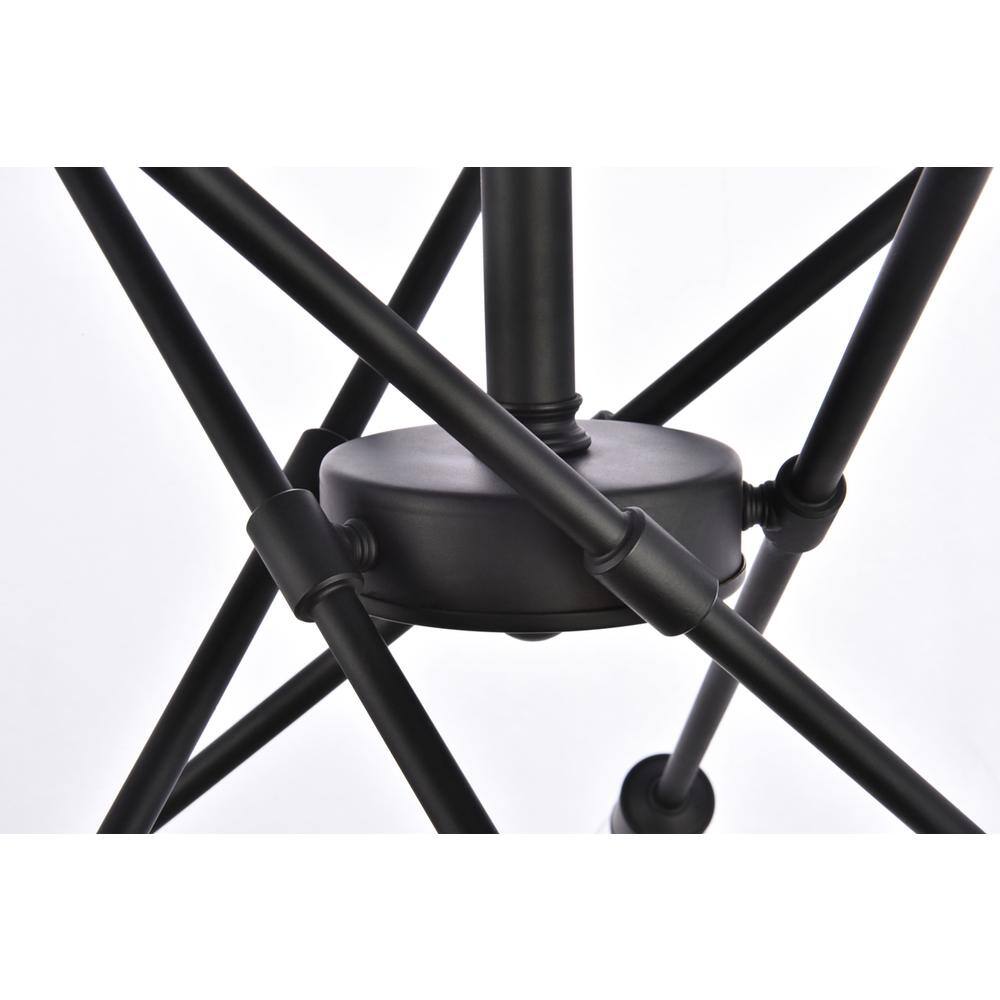 Alt View 3. Living District - Axel 10 lights black pendant with hanging rod - Black.