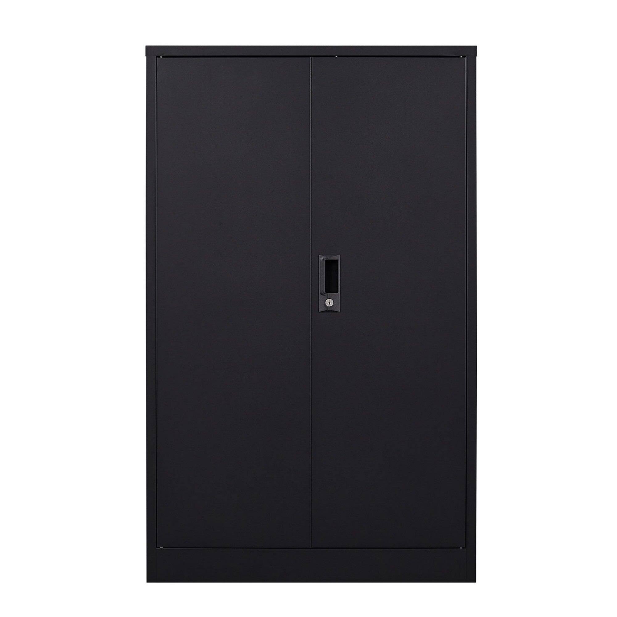 Front. Boyel Living - Metal Storage Cabinet with Locking Doors and Adjustable Shelf, Folding Filing Storage Cabinet - Black.
