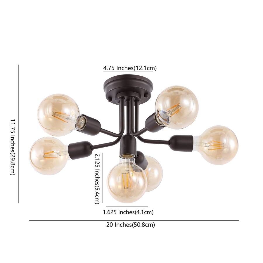 Jonathan Y Marcel 20" 6 Light Globe Farmhouse Modern Iron Bistro LED ...