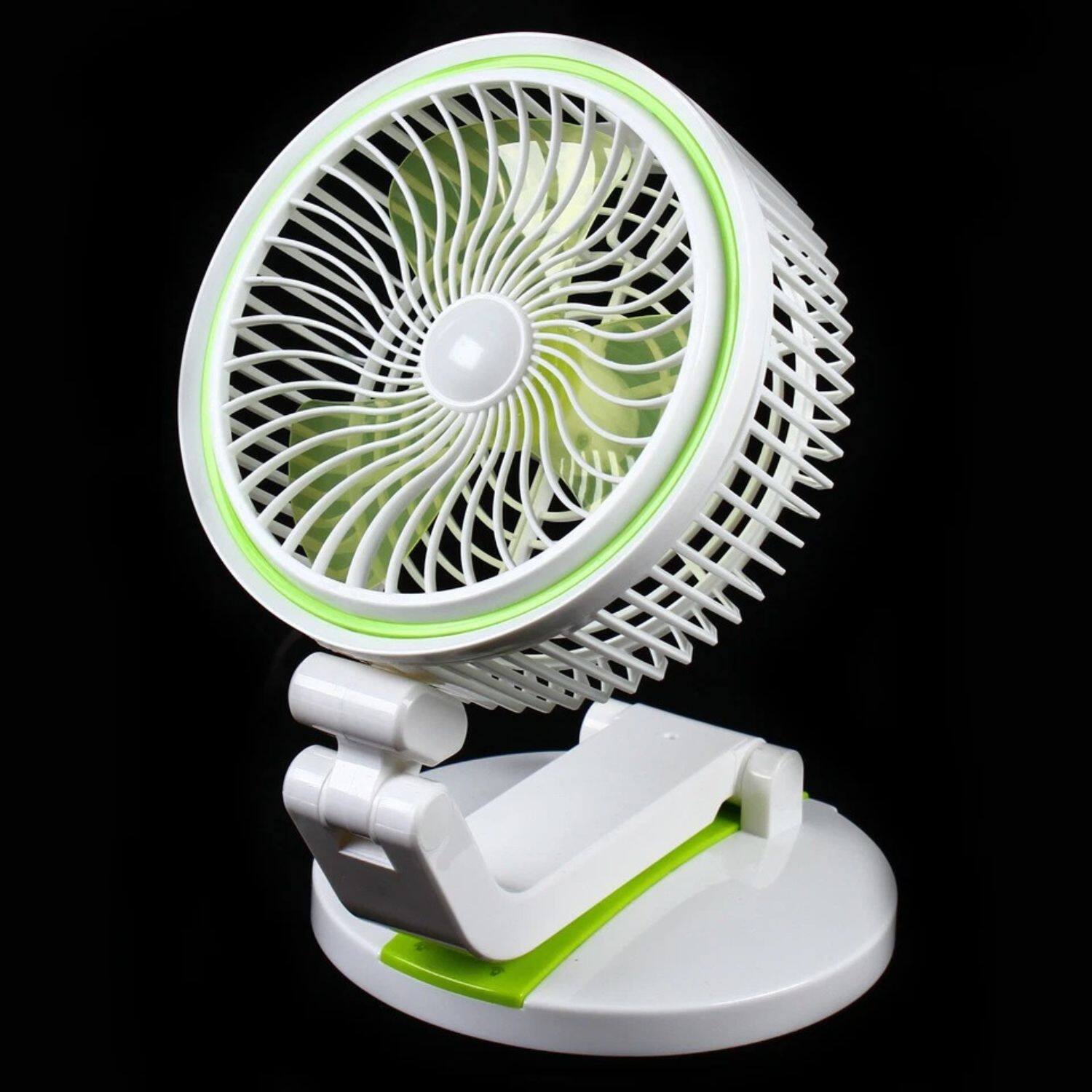 Angle. Stock Preferred - 18" Portable Solar Fan with LED Light - White.