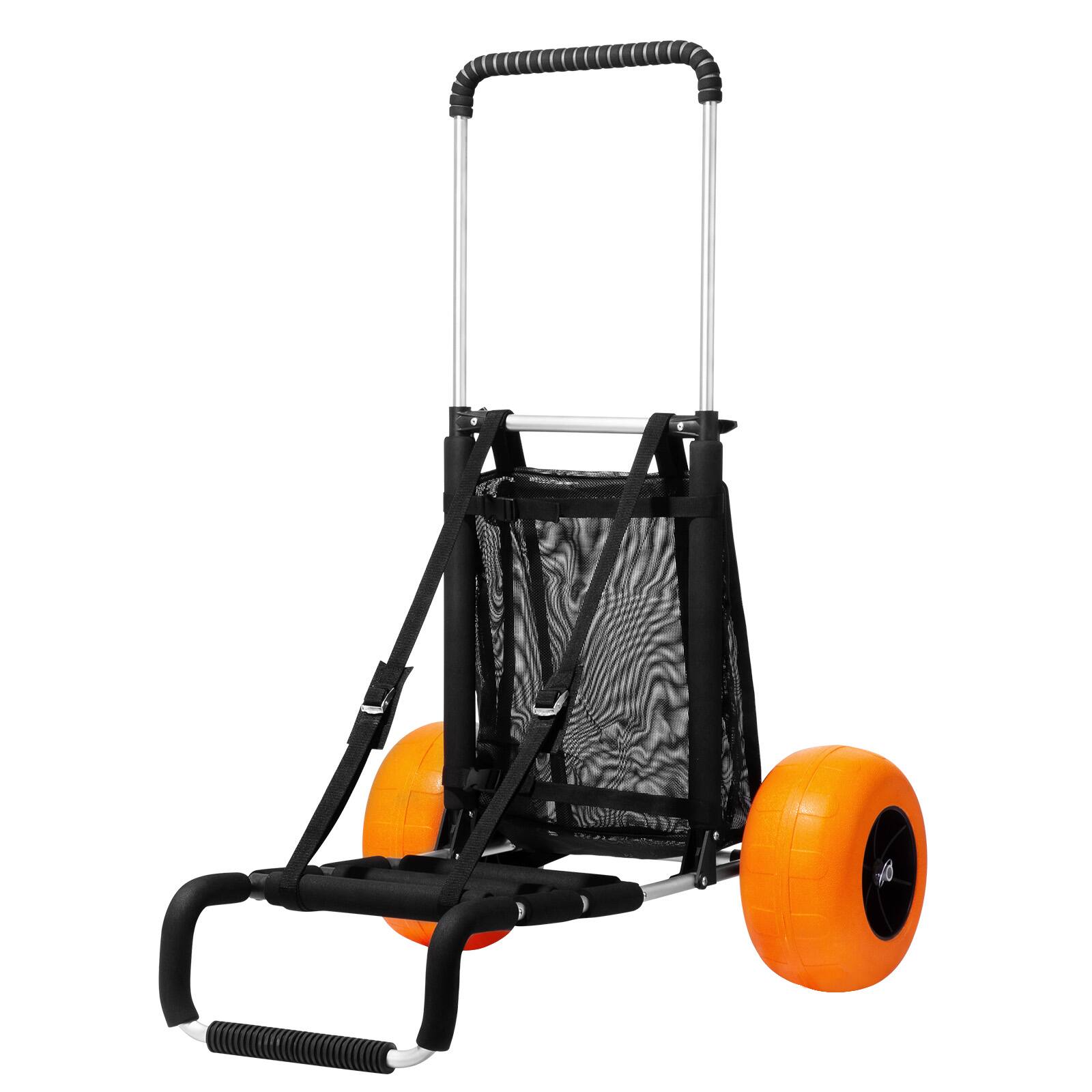 Alt View 5. VEVOR - Beach Dolly with Big Wheels for Sand, 29.9" x 15.4" Cargo Deck, w/ 12" Solid Wheels, 165LBS Loading Capacity - Sliver,Black,Orange.