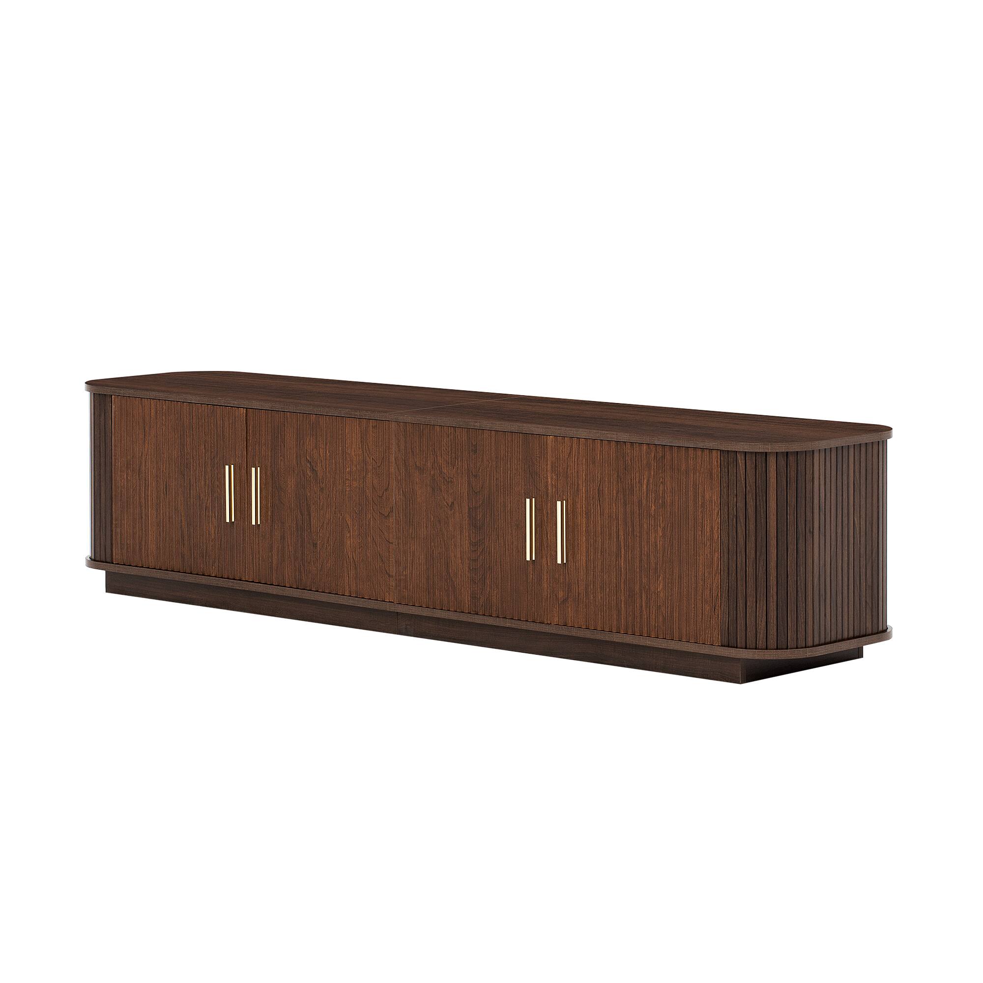 Angle. Whisen - 70-Inch Modern TV Stand for TVs up to 80-Inch,Media Entertainment Console with Cured Corners and Ample Storage - Dark Brown.