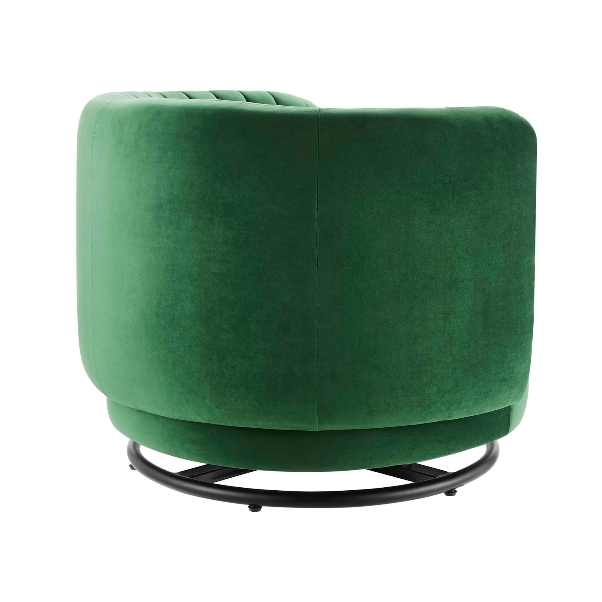Alt View 1. Modway - Embrace Tufted Performance Velvet Swivel Chair by Modway - Black Emerald.