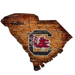 Fan Creations - South Carolina Gamecocks 23.5" x 23.5" Distressed State with Logo Sign - Multicolor