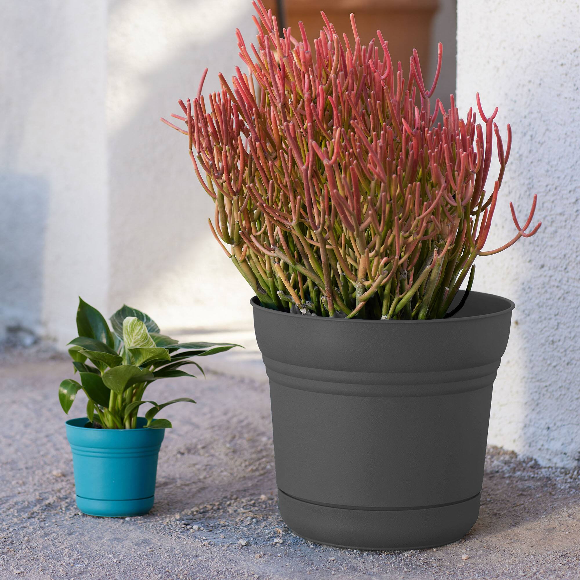Alt View 5. Bloem - Charcoal 12" - Saturn Pot Planter.