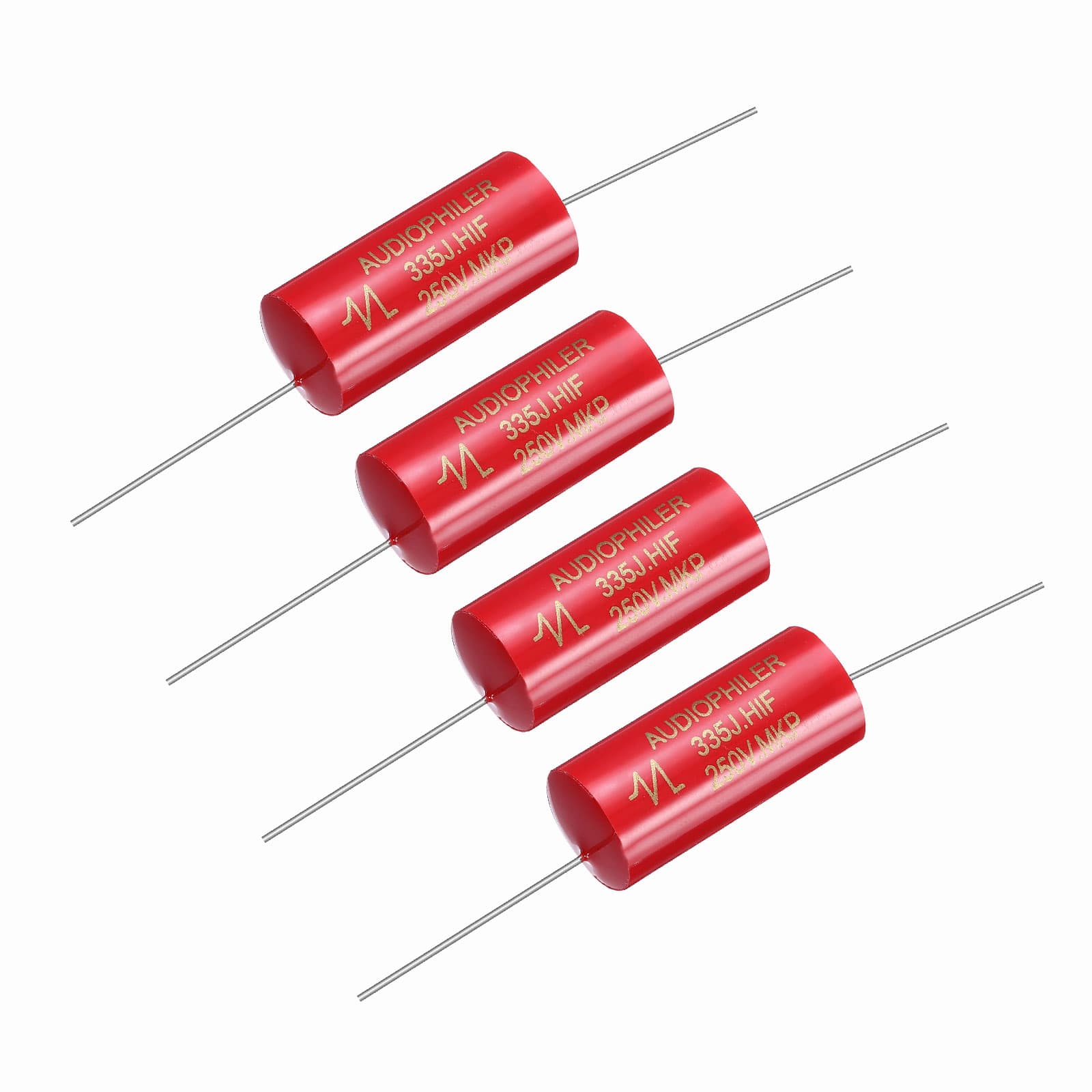 Unique Bargains - 4pcs 3.3uF 250V Axial MKP Film Capacitor for Audio Speaker Crossover Frequency Divider - Red price history on PriceWatchPro