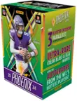 The text on the image is grouped and corrected as follows:

"4 n 6 P M AAI NF PANINI NELPA PHDEDK 2024 9 FIND BLASTER EXCLUSIVE 9 J.J. 3 PARALLELS! BOX, ON AVERAGE MCARTHY PER VOUCHER LOOK FOR ULTRA-RARE BLAST INSERTS! & FLEX COLOR 20 E AUTOGRAPHS LOOK FOR NFL'S THE PLAYERS! PHOENIX FROM 24 HOTTEST PANINI."