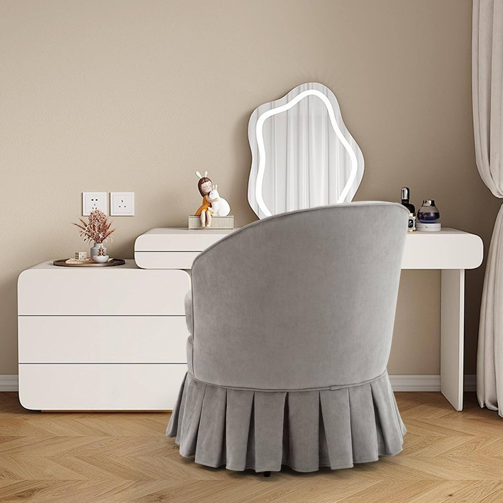 Alt View 5. Jojoka - Mid Century Armchair, Modern Barrel Accent Chair, Comfy Upholstered Chair for Living Room, Vanity - Gray.