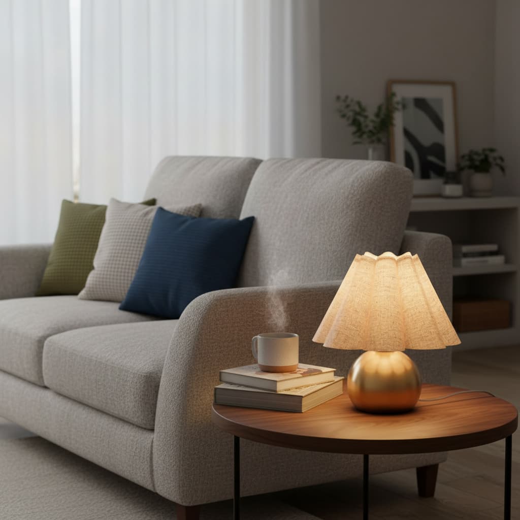 Alt View 2. FINEAK - Gold Small Bedside Table Lamp - Brass Mini Nightstand Lamp with Scalloped Shade - Gold;‎Beige.