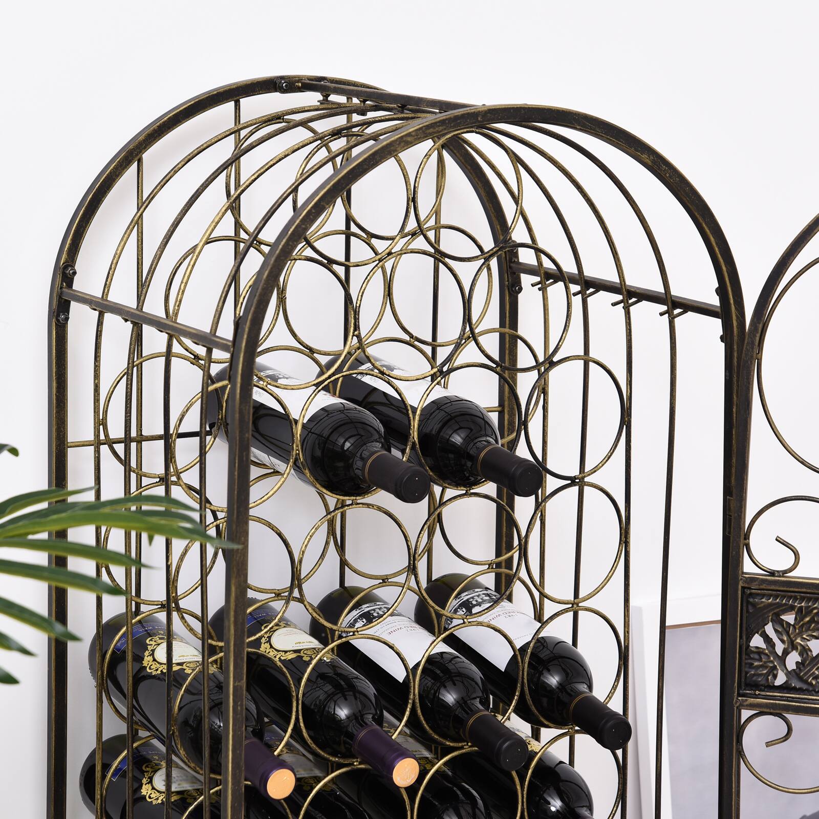 Alt View 4. Homcom - 45 Bottle Wrought Iron Wine Rack Jail with Lock.