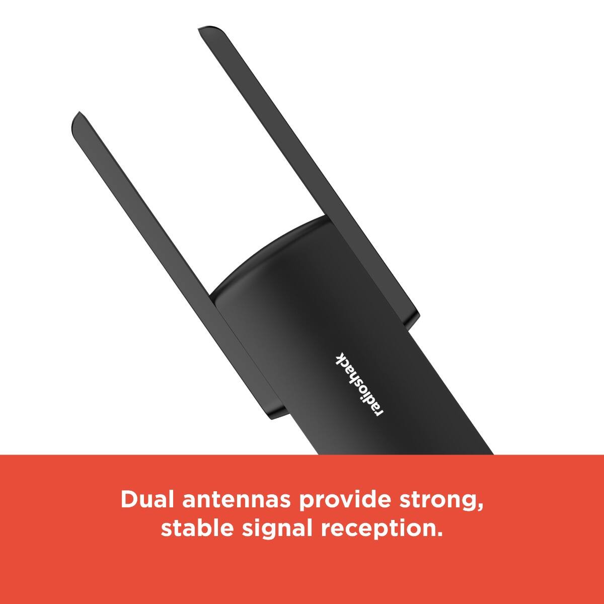 Dual antennas provide strong, stable signal reception.
