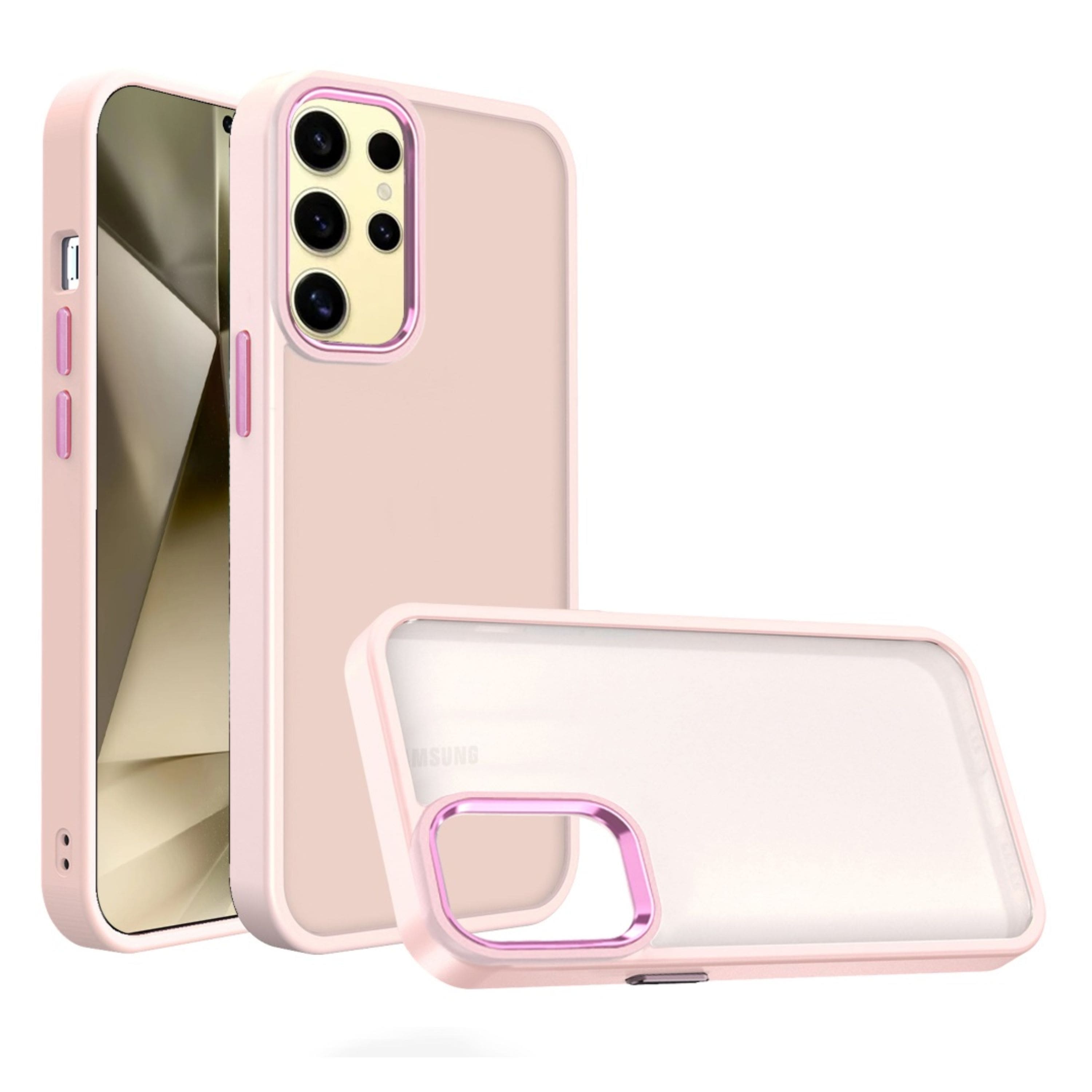 Kitcheniva - Thick Acrylic Hybrid Cover With Metal Buttons Phone Case For Samsung Galaxy S24+ - Light Pink price history on PriceWatchPro