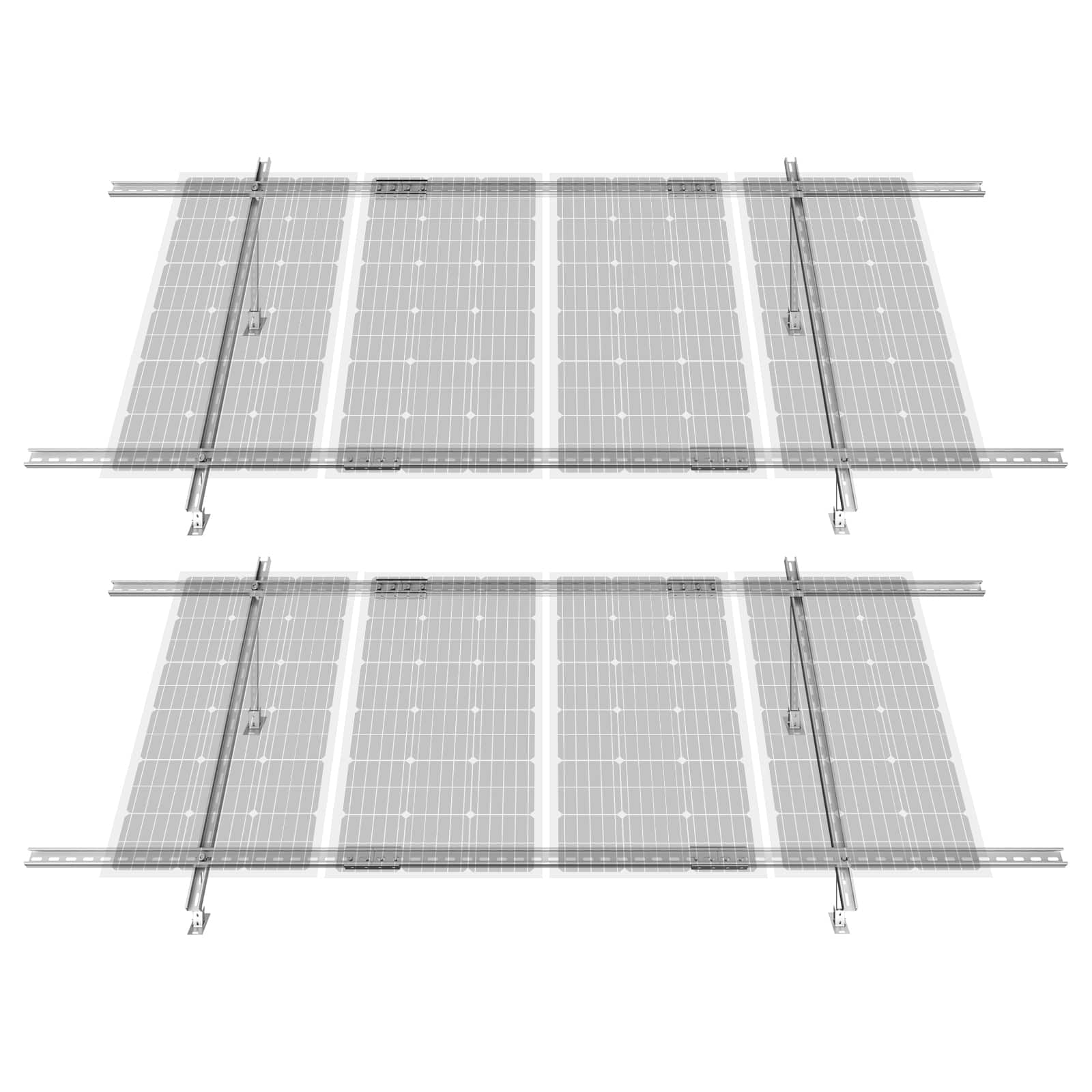 VEVOR - 2-Set Solar Panel Mounting Brackets, 30°-60° Adjustable Multi-Pieces Solar Panel Brackets for 4-8PCS Solar Panels - Silver