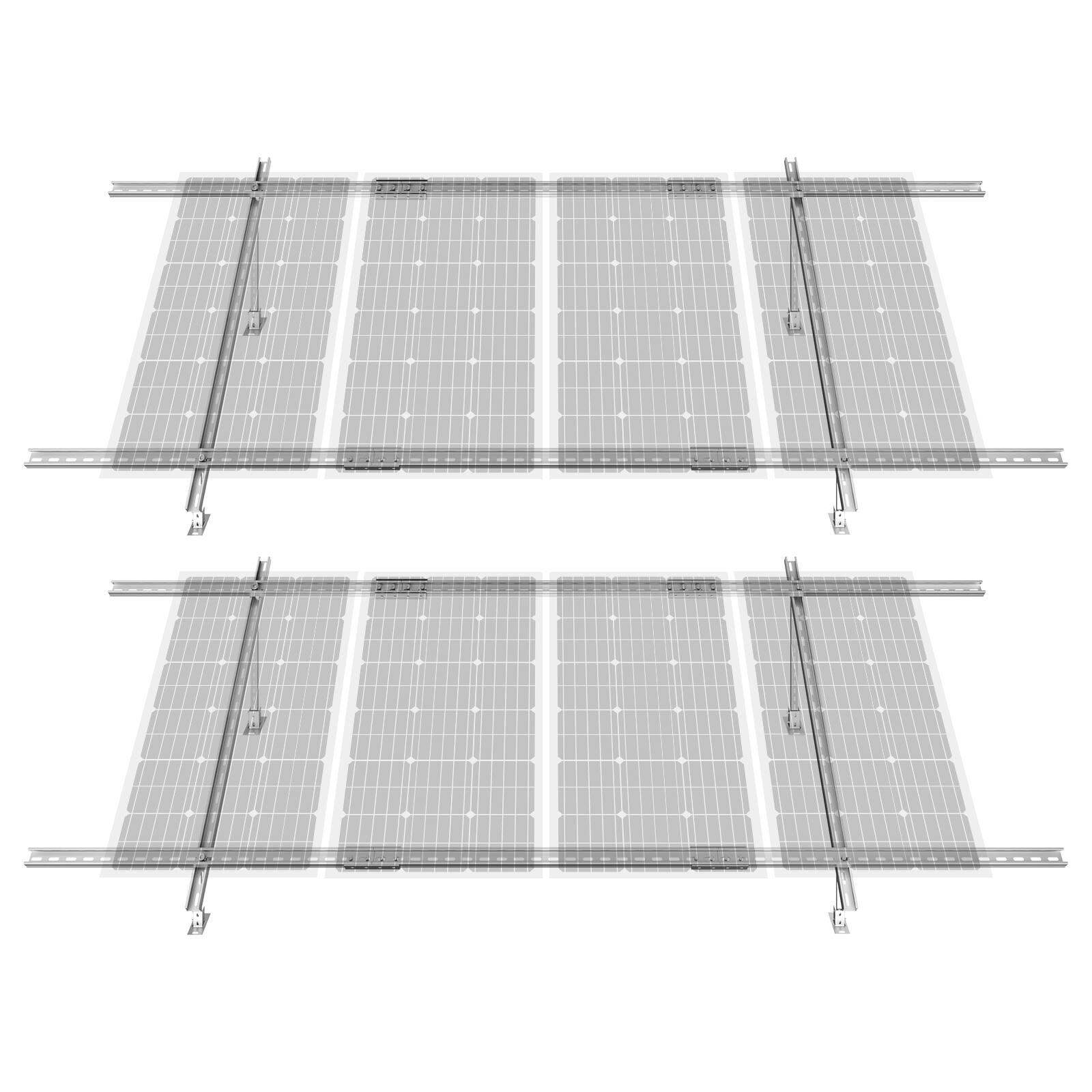 Front. VEVOR - 2-Set Solar Panel Mounting Brackets, 30°-60° Adjustable Multi-Pieces Solar Panel Brackets for 4-8PCS Solar Panels - Sliver.