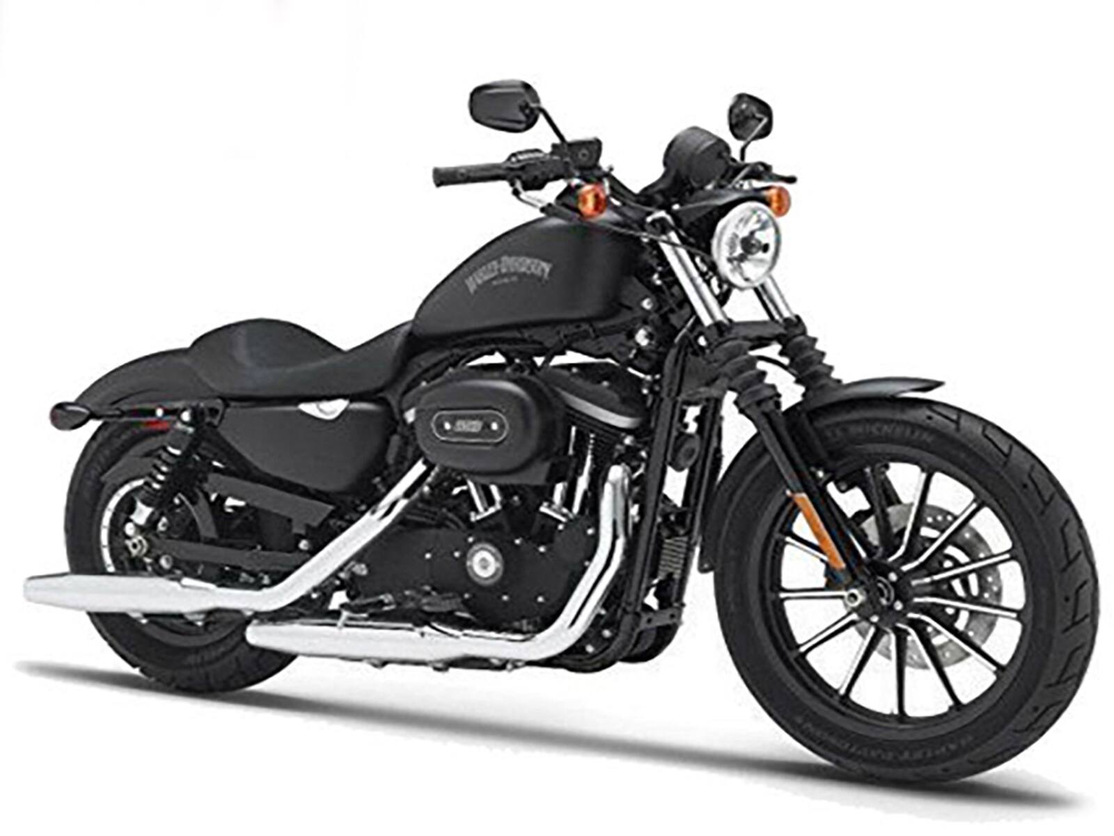 Angle. Maisto - 2014 Harley Davidson Sportster Iron 883 1/12 Diecast Motorcycle Model by Maisto - Black.