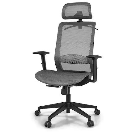 Front. Costway - Ergonomic Mesh High Back Office Recliner Chair with Hanger - Grey.