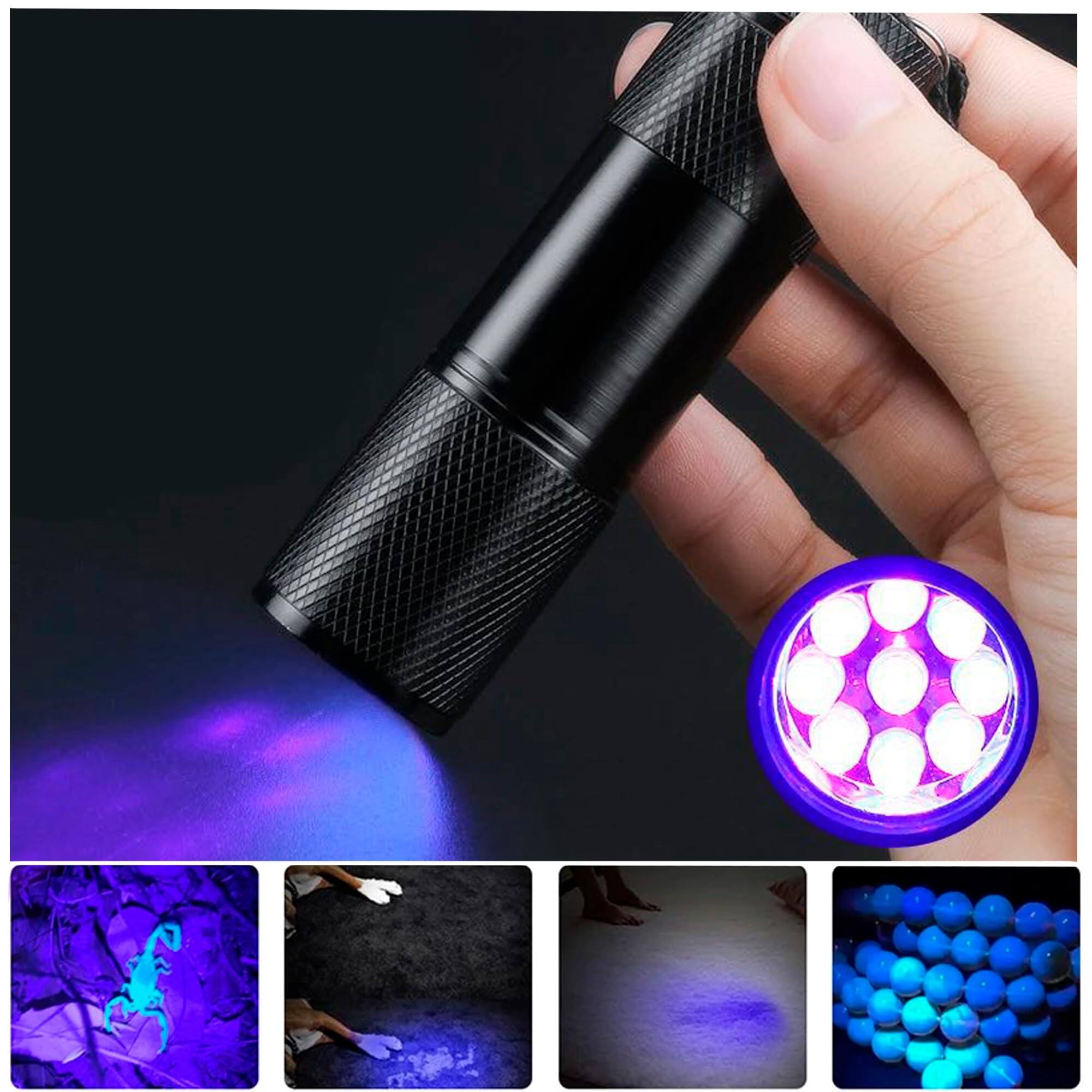 Back. HQRP - 365 nm UV Blacklight Flashlight - 9 LED Mineral Gem Fluorescence.